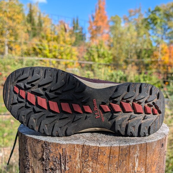 Women's LL Bean Maine Tall Ankle Hiking Boots Brown Forest Green 8.5 Wide - Picture 8 of 11